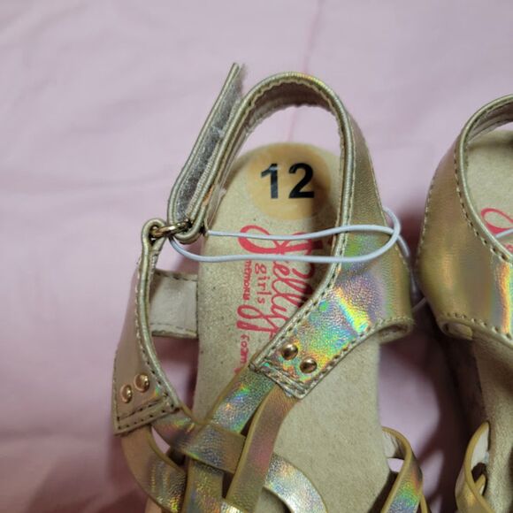 Girls 12 Jellypop Gold Holographic Wedge Sandals - Picture 2 of 4